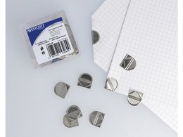Clip per angoli Westcott in plastica argentata. scatola da 100 pezzi