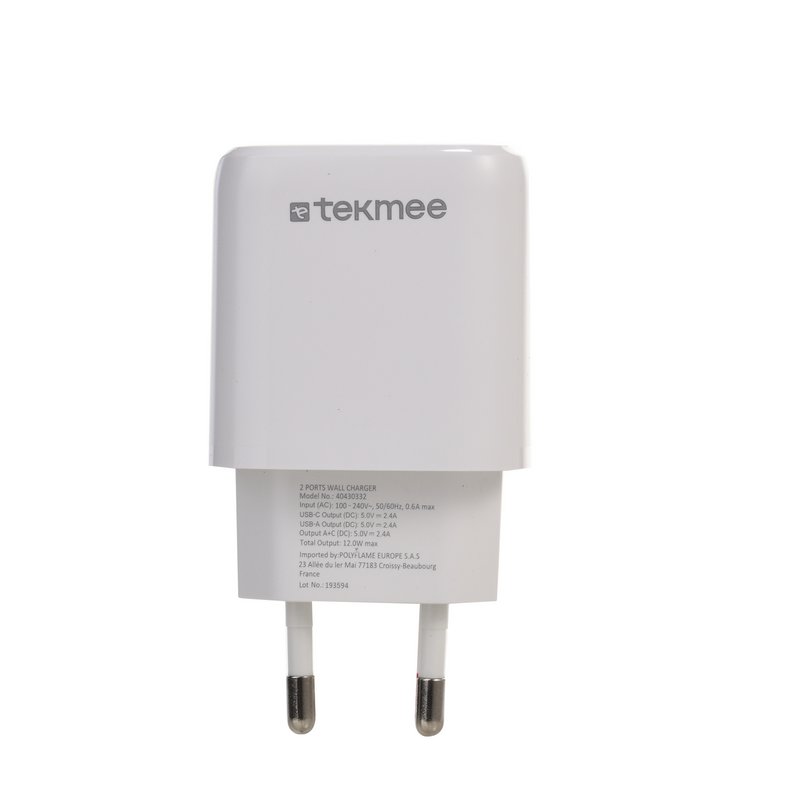 Cargador de pared tipo A y C de 12W