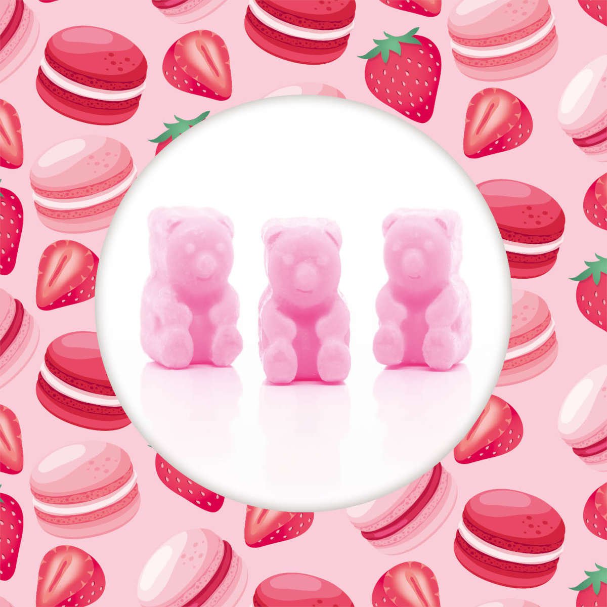 Amaretto alla fragola con orso di cera profumata - 50 g