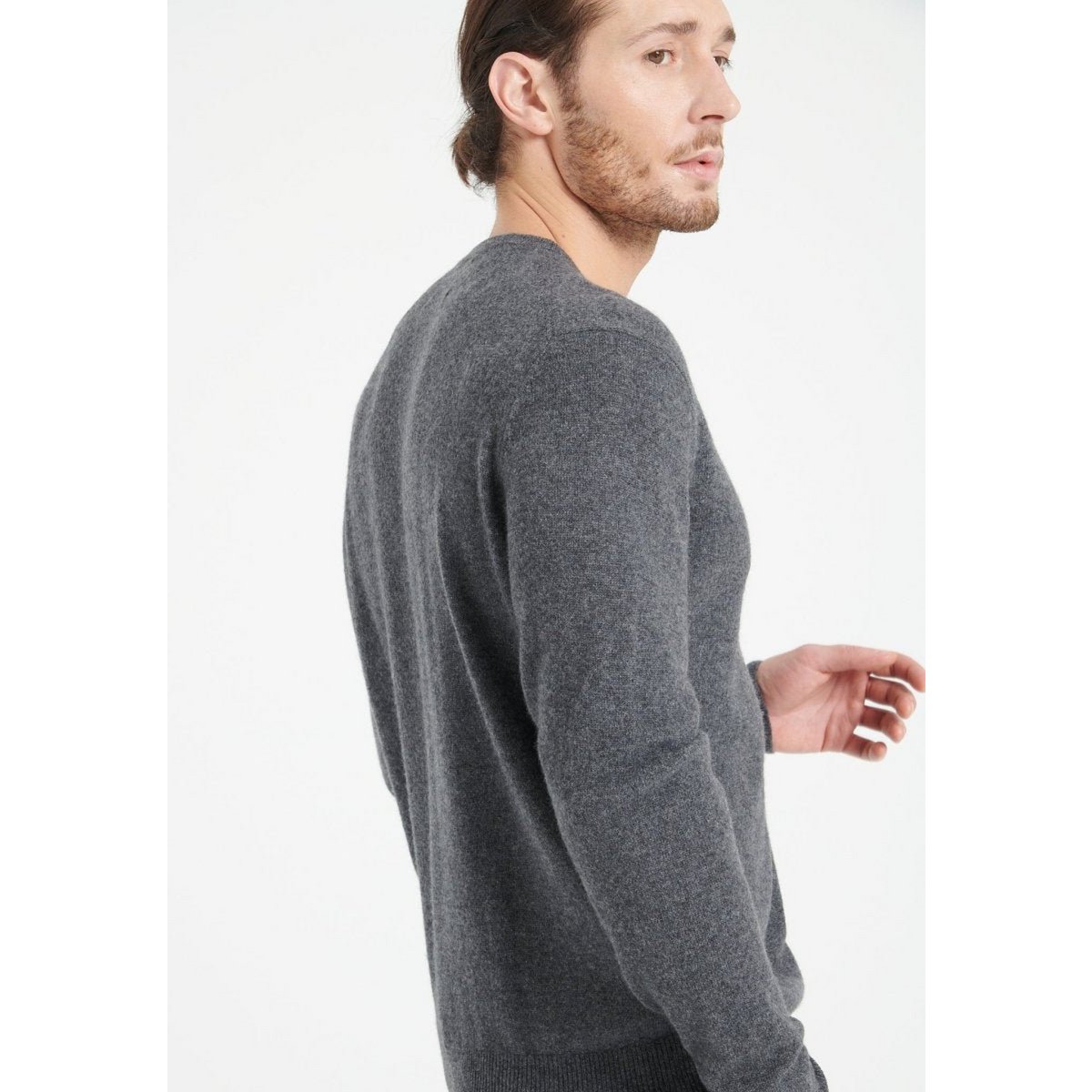 LUKE 2 Jersey de cachemir gris antracita con cuello redondo