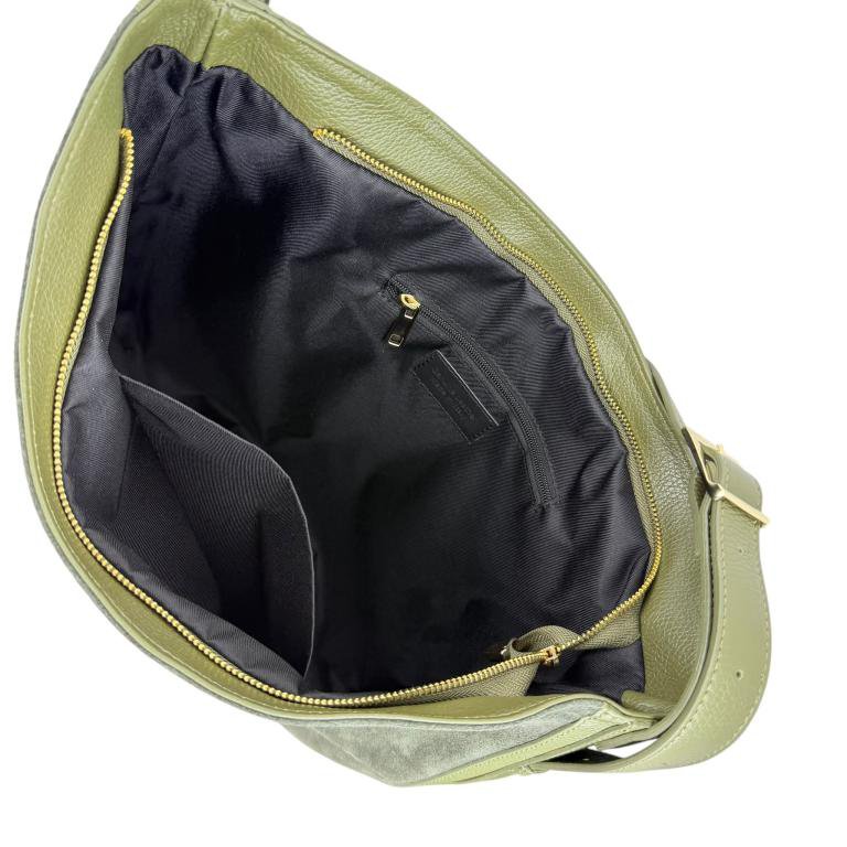 Leren Hobo-schoudertas met gespleten leren voorkant 58071
