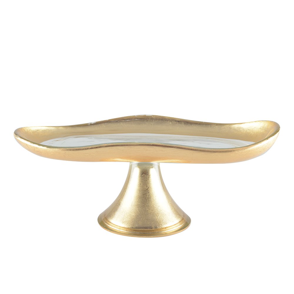 Cake dish golden on foot small model 27.5x14.5x10cm