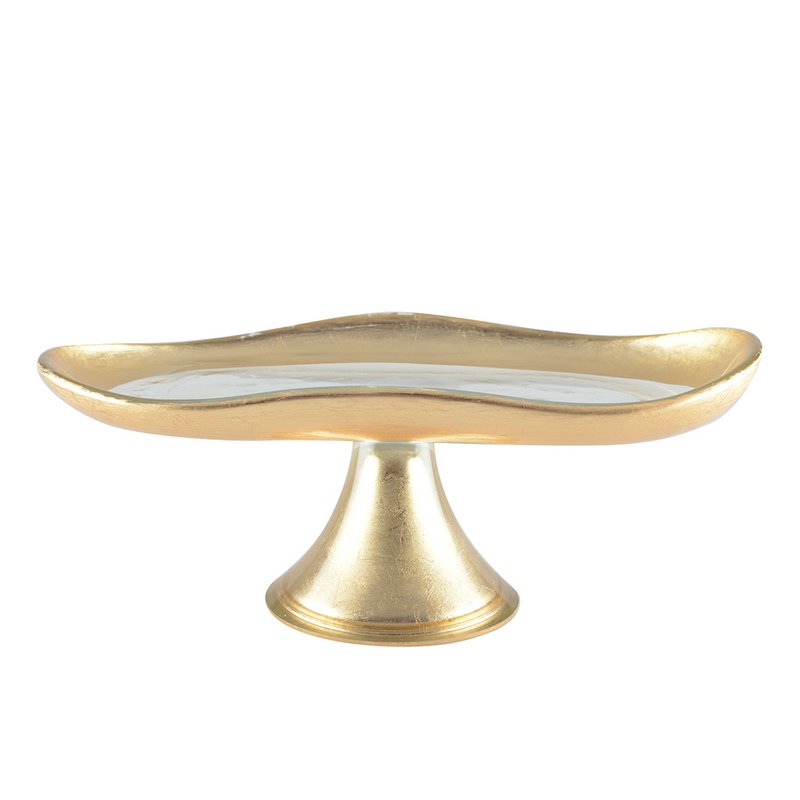 Cake dish golden on foot small model 27.5x14.5x10cm