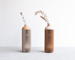 Onde Vase - Natural Wood and Mist White