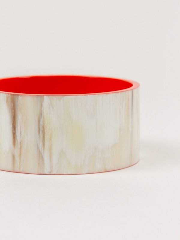 Bandeau brede armband in blonde hoorn en oranje lak
