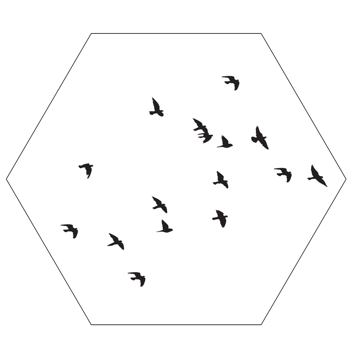 Wall hexagon birds white