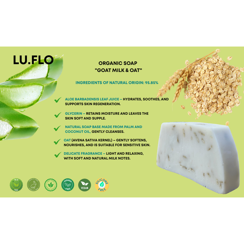 Barre de savon à l'avoine biologique avec glycérine et aloe vera