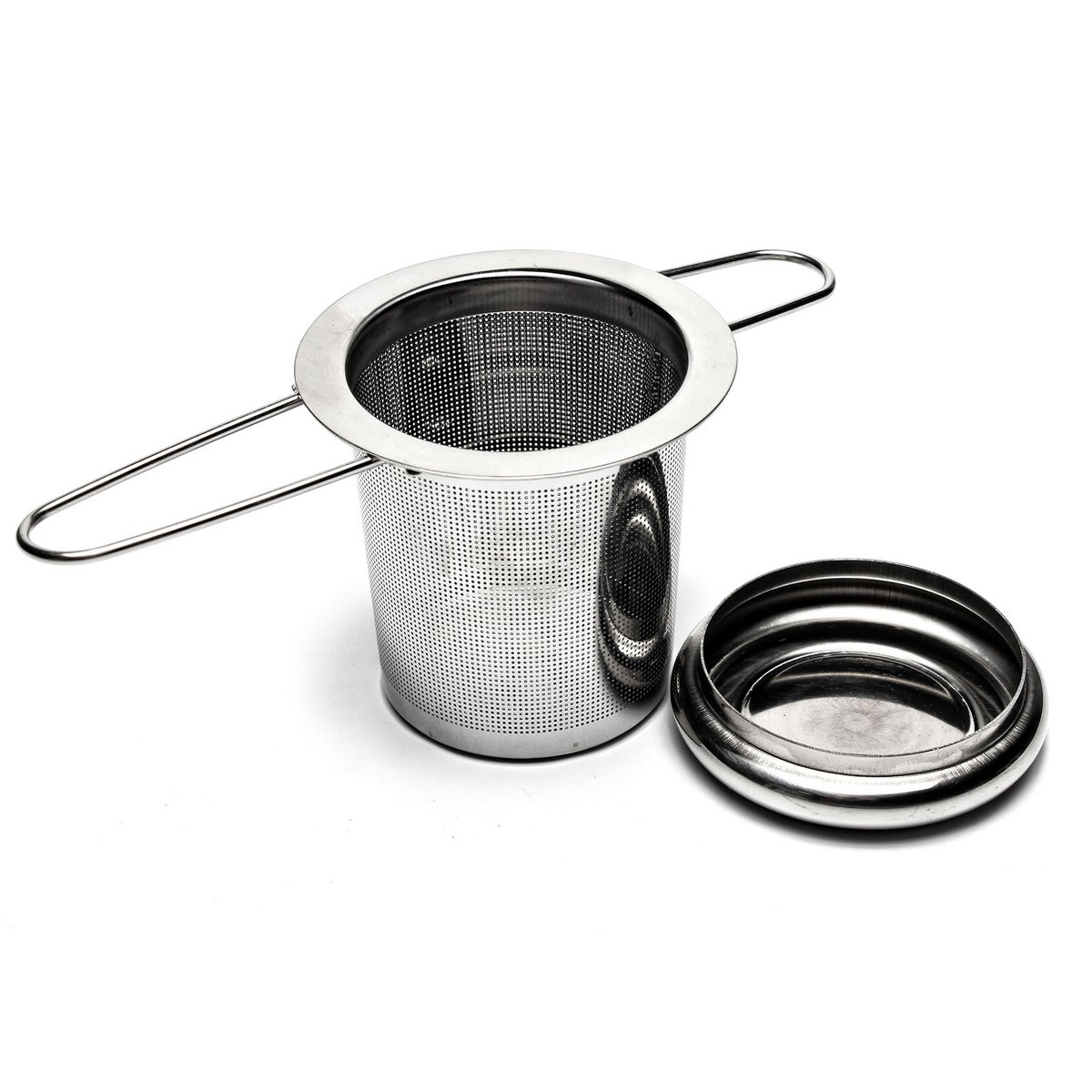 Teesieb aus Edelstahl mit Abtropfschale – klappbar
