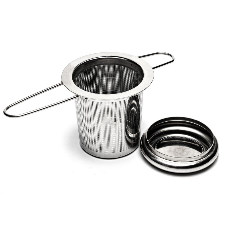 Teesieb aus Edelstahl mit Abtropfschale – klappbar