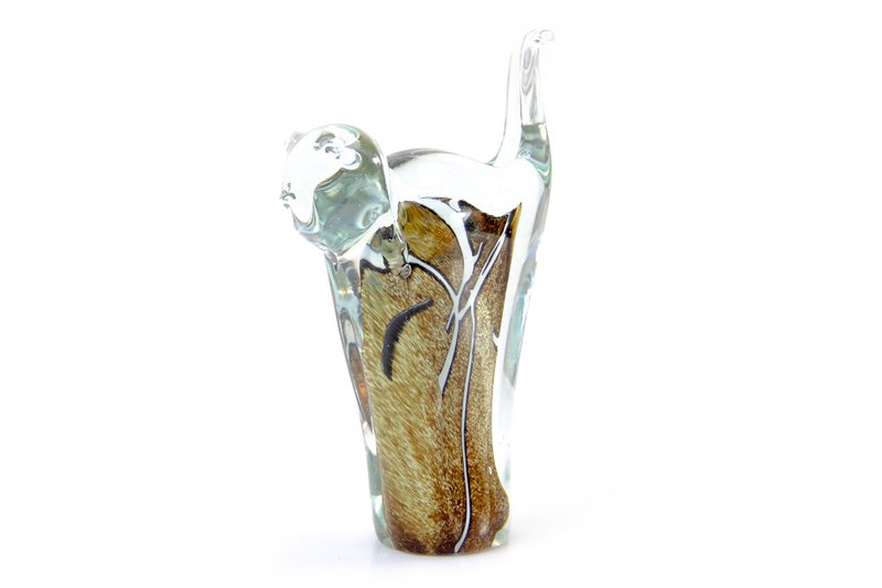 Braune Katze - Glas - Höhe 12 cm - Handgefertigt