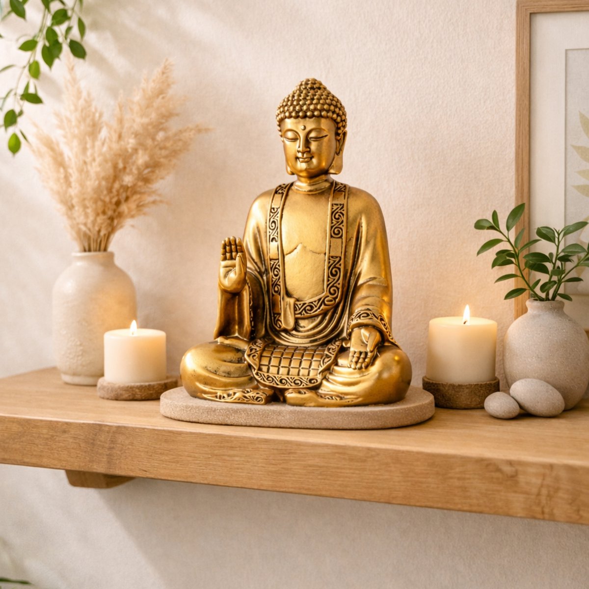 Statua di Bodhi in oro - Decorazione Zen e Feng Shui - Per creare un'atmosfera rilassante e spirituale - Idea regalo fortunata