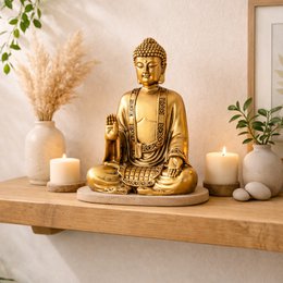 Gouden Bodhi-beeld - Zen- en Feng Shui-decoratie - om een ​​ontspannende en spirituele sfeer te creëren - gelukscadeau-idee