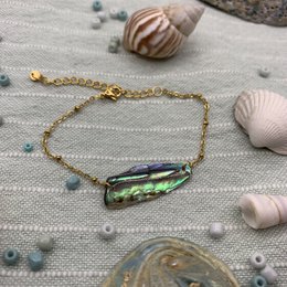 Bracciale conchiglia | paua/abalone oceano fatto a mano in acciaio inossidabile dorato