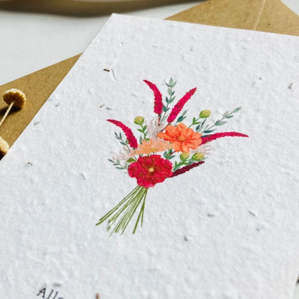 Biglietto d'auguri piantabile “Bouquet di fiori” | Carta seme