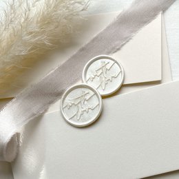 White pearl-colored wax seal stamps with a butterfly design, sold in a pack of 10 pieces.