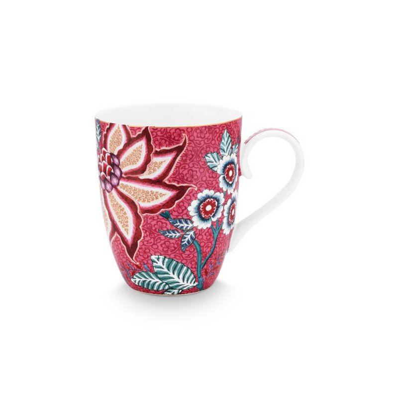 Set/2 Mugs Large Flower Festival Dark Pink 350ml