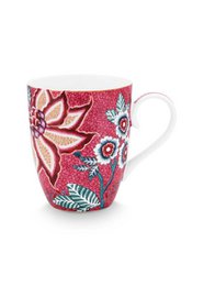 Set/2 Mugs Large Flower Festival Dark Pink 350ml
