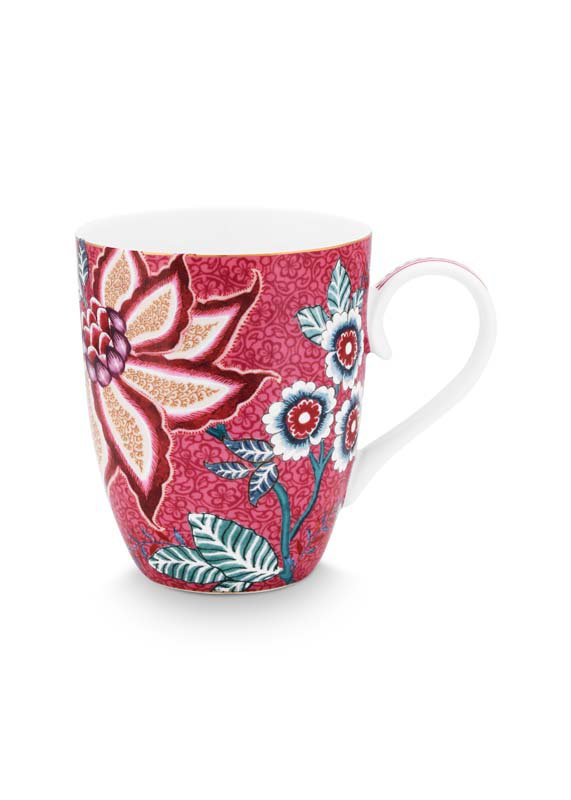 Set/2 Mugs Large Flower Festival Dark Pink 350ml