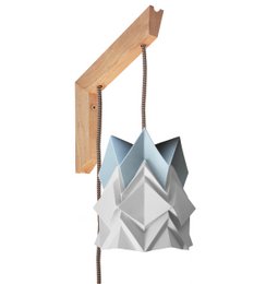 Drewniana lampa ścienna i małe zawieszenie Bicolor Origami z papieru