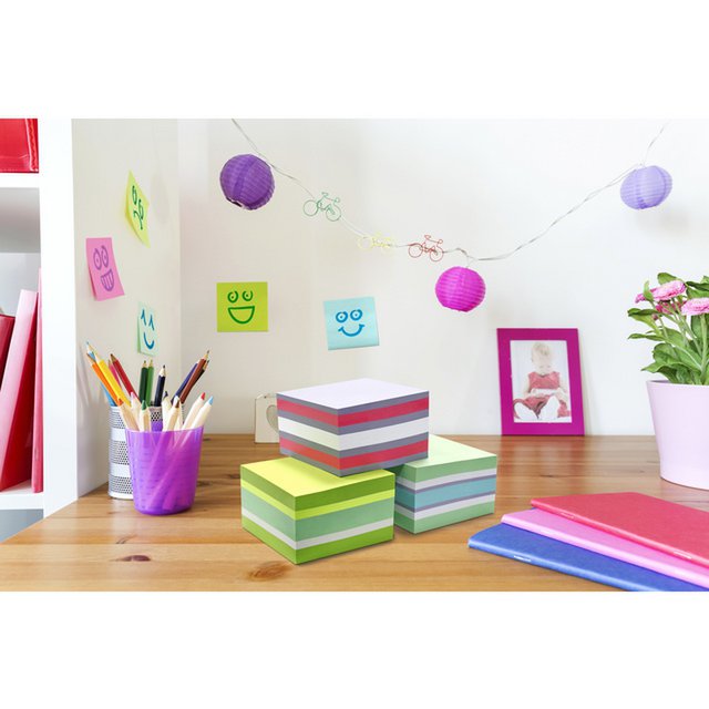 Info notities 75x75mm assorti blok a 450 vel violet, roze, wit