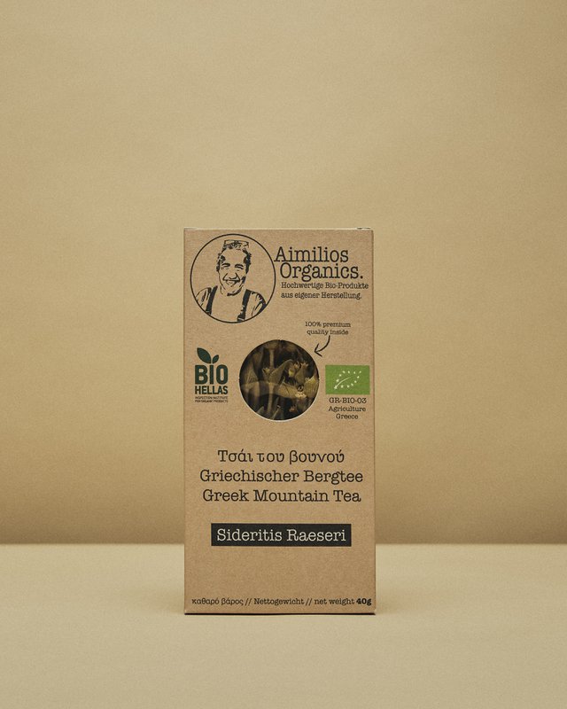 Greek organic mountain tea (Sideritis Raeseri) - whole stems & flowers - 40g