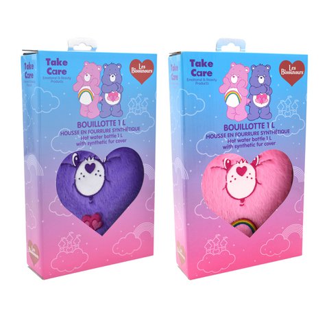 😍 Care Bears, Wärmflasche, mit Bezug, Wärmflasche für Wärmetherapie, heißes Wasser, Gummi, Kälte, Winter, Kinder, Erwachsene