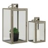 Corfu Lanterns - Green, Steel, Glass, 13/19.5x13/19.5x25.5/40 cm - Set of 2