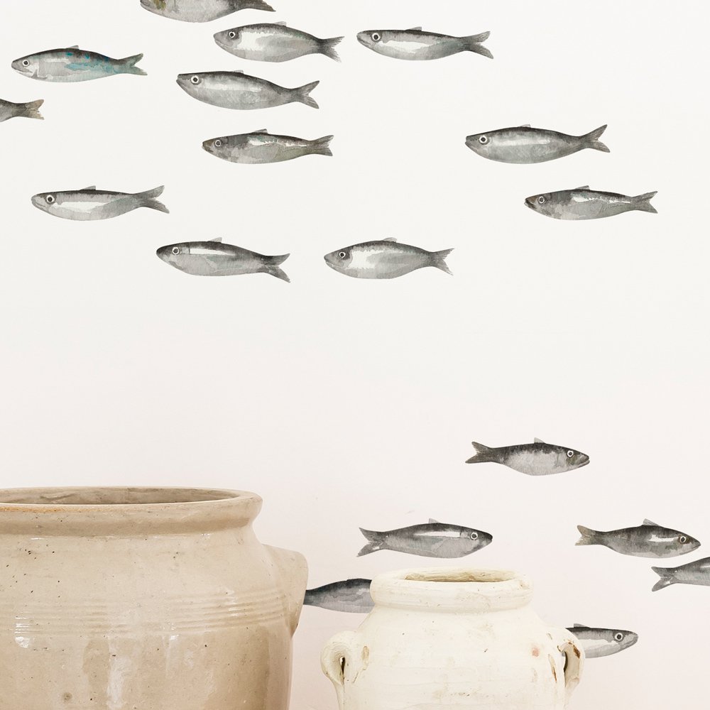 Watercolor sardine wall sticker