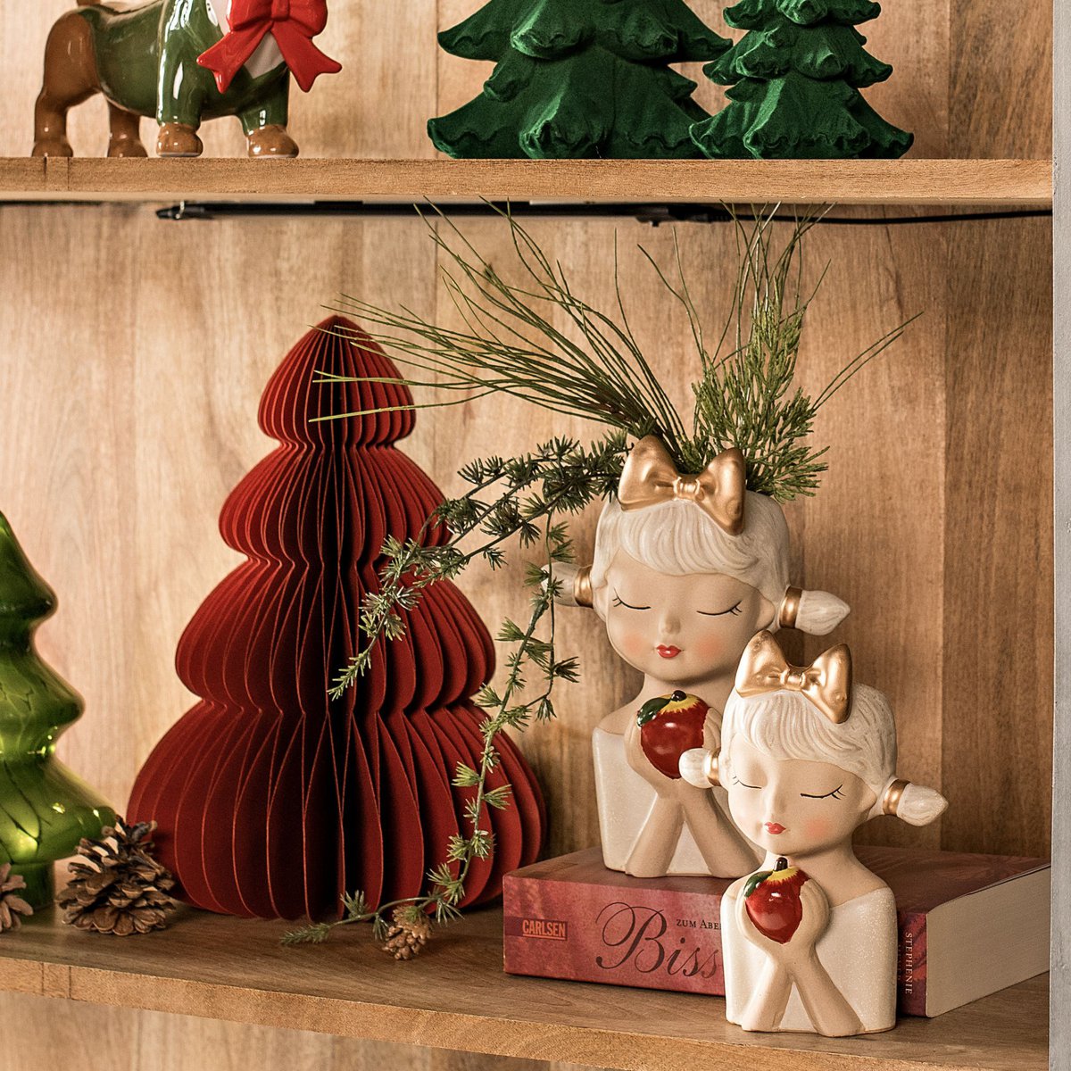 Tannenbaum Honeycomb aus Papier/Pappe, Rot (B/H/T) 35x50x35cm