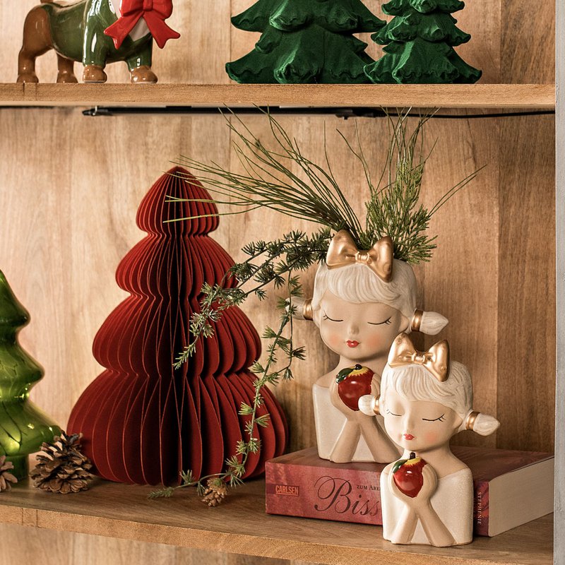 Honeycomb Christmas tree made of paper/cardboard, red (W/H/D) 35x50x35cm