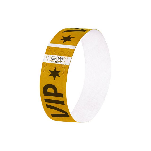 Braccialetti per eventi Sigel super soft 255x25mm oro con stampa VIP 120 pz