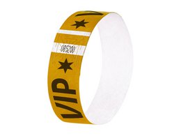 Bracelets événementiels Sigel super doux 255x25mm or avec impression VIP 120 pcs
