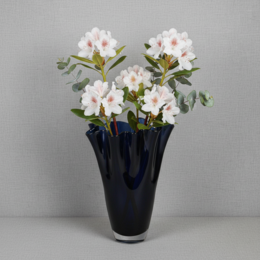 Vase glas bølget mørkeblå bordvase blå glasvase 30 cm høj