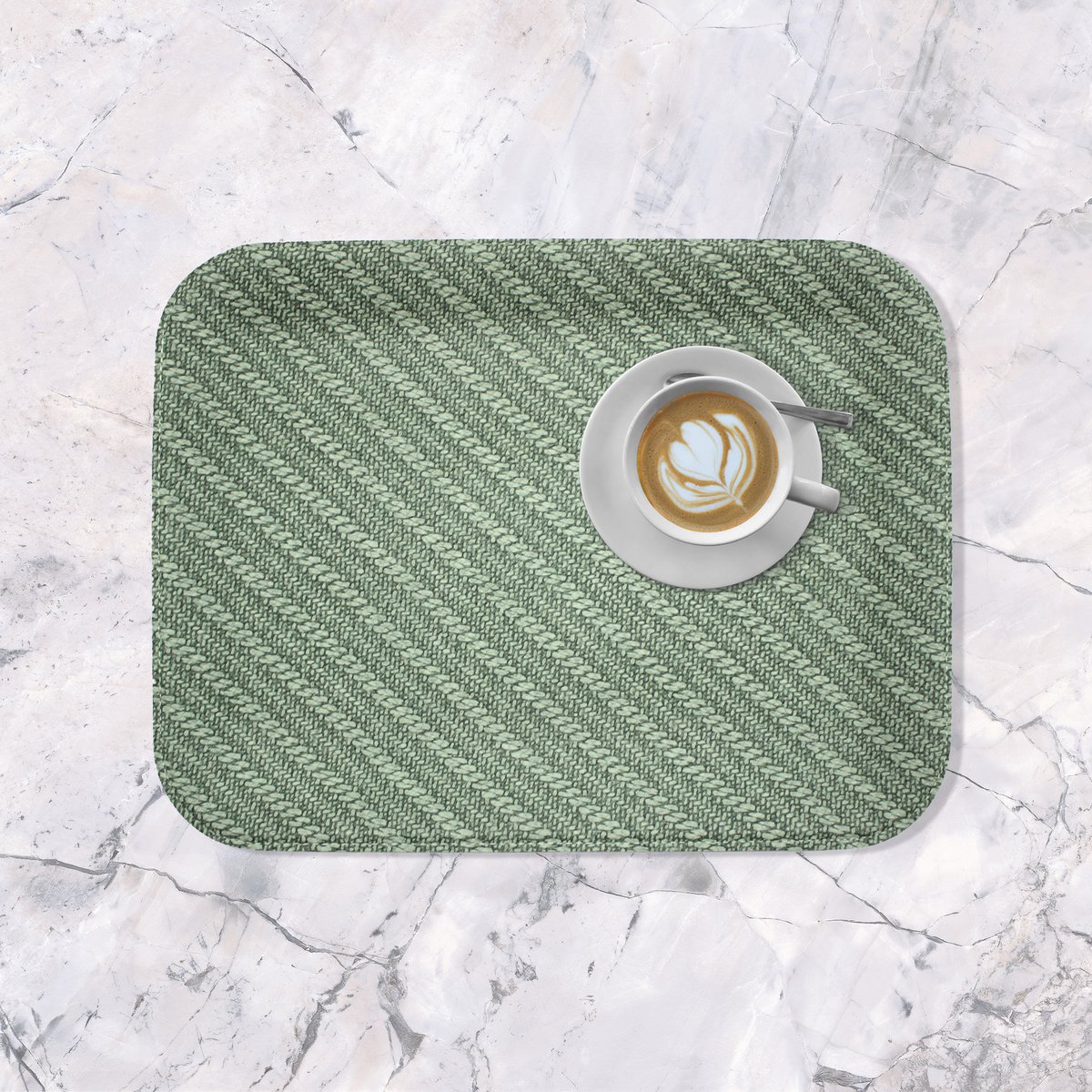 Plateau plat petit plateau de service enduit de tresse verte