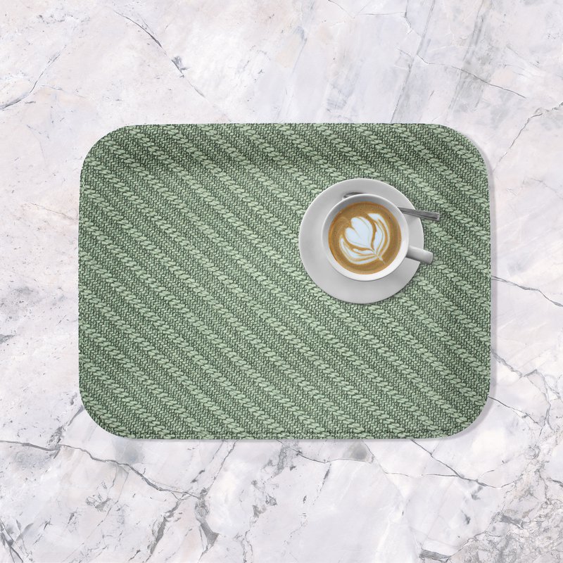 Plateau plat petit plateau de service enduit de tresse verte