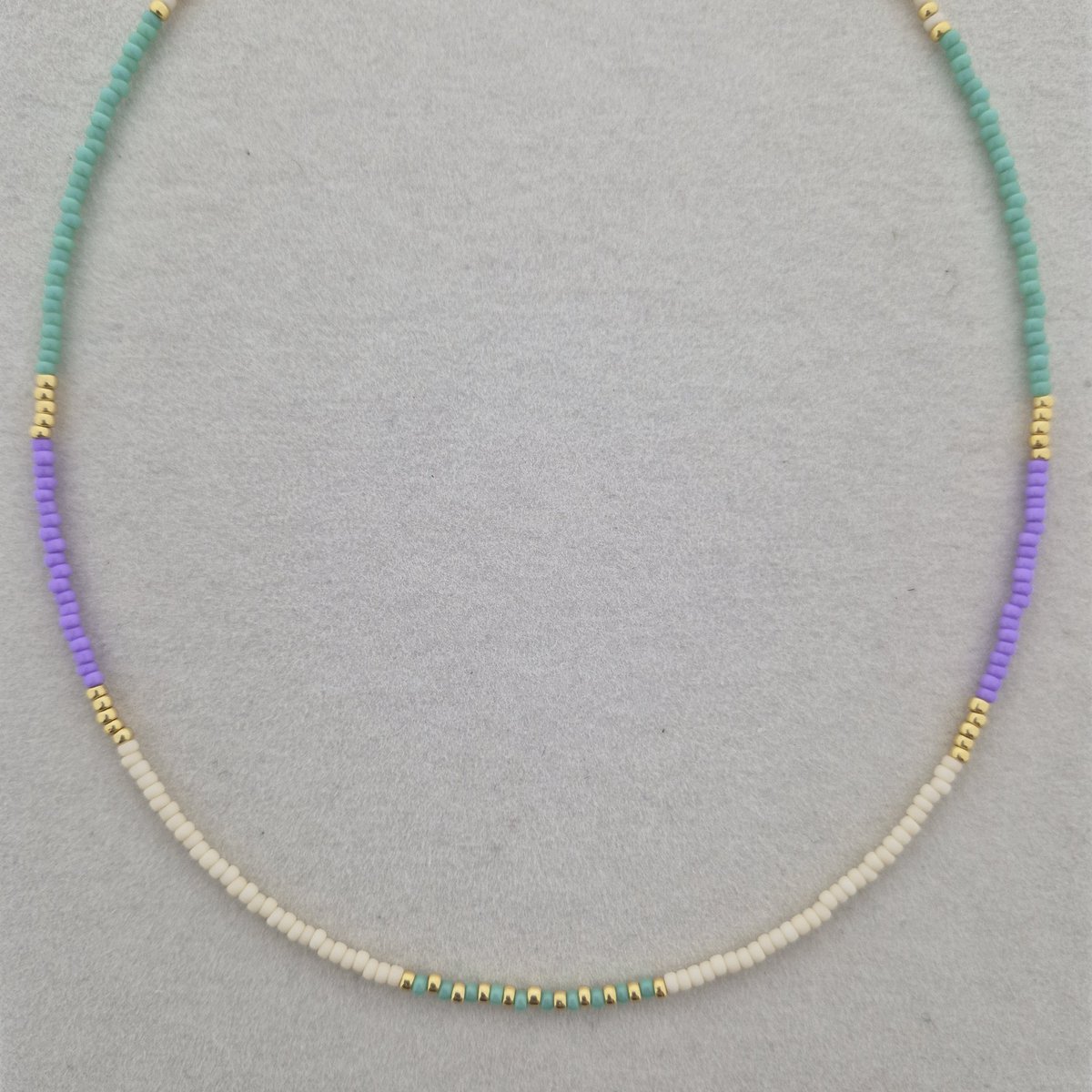 Collier court en perles Miyuki | Violet, turquoise