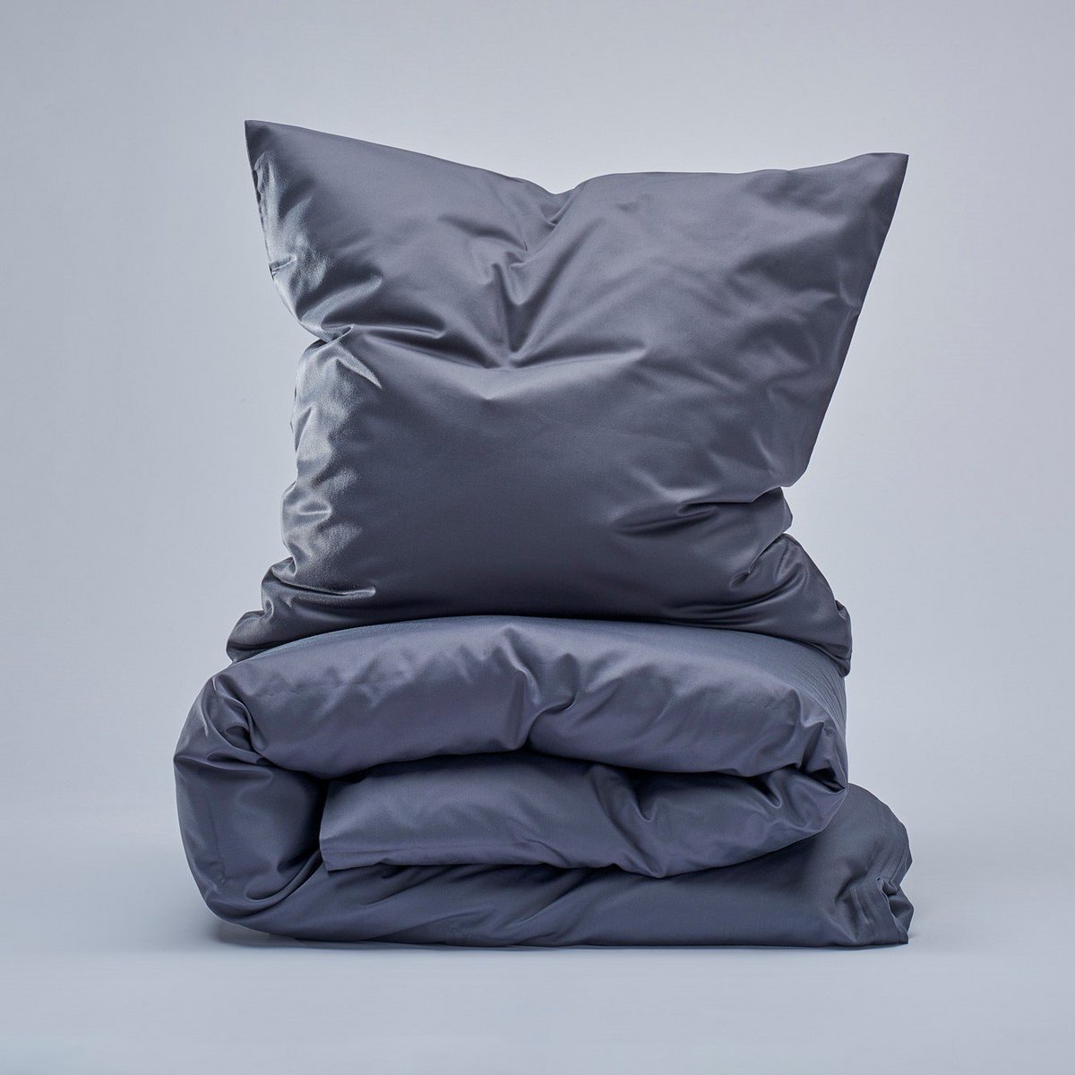 Ensemble de couette en satin 400 fils au pouce gris foncé