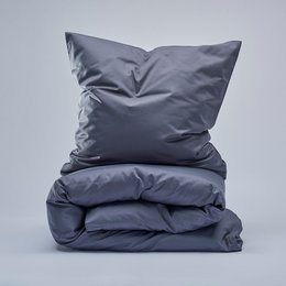 Dark grey 400TC sateen duvet set with various size options including single, double, king, and super king. Made of high-quality sateen material for a soft and luxurious feel.