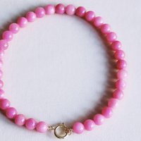 Natural stone bead necklace XL - fuchsia
