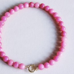 Natursten perle halskæde XL - Fuchsia
