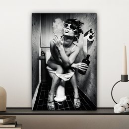 Canvas Painting - Wall Decoration Woman - Vintage - Curles - Toilet - Cigarette - Wall Decoration Living Room - Bedroom Decoration - Room Accessories - Canvas Paintings