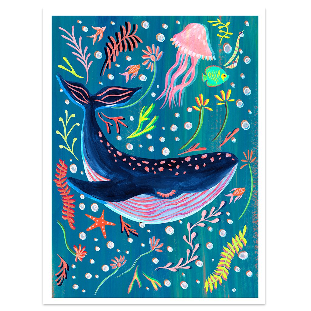 Blue Whale Nursery Print