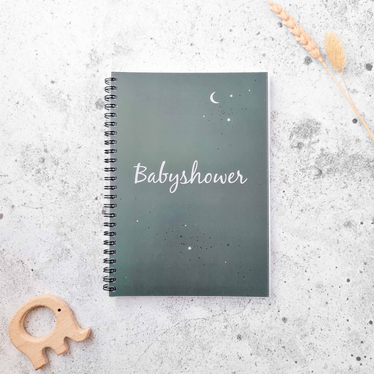 Baby shower fill-in book dark green