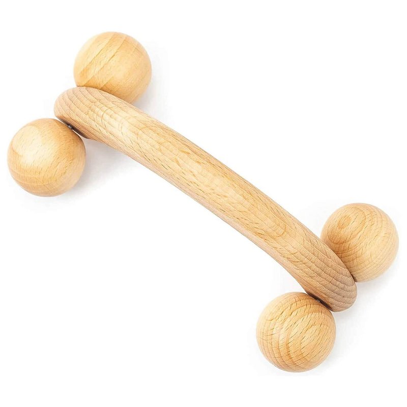 Masajeador de mano de madera para espalda, cuello, hombro, rodillo de masaje, 18 x 7 x 6 cm