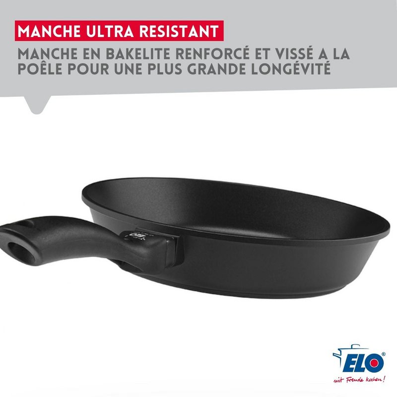 Set of 3 frying pans of 20 cm 24 cm and 28 cm in cast aluminum Elo Alucast