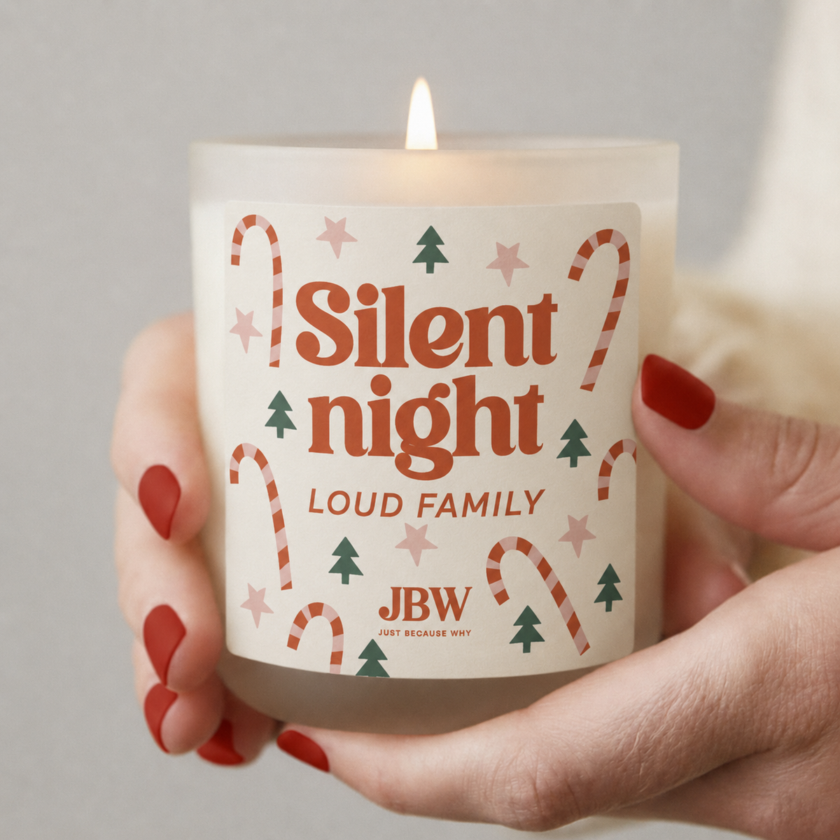 Weihnachtskerze Stille Nacht, laute Familie