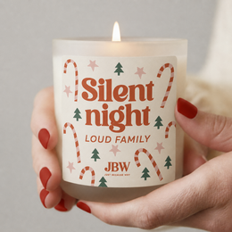 Weihnachtskerze Stille Nacht, laute Familie