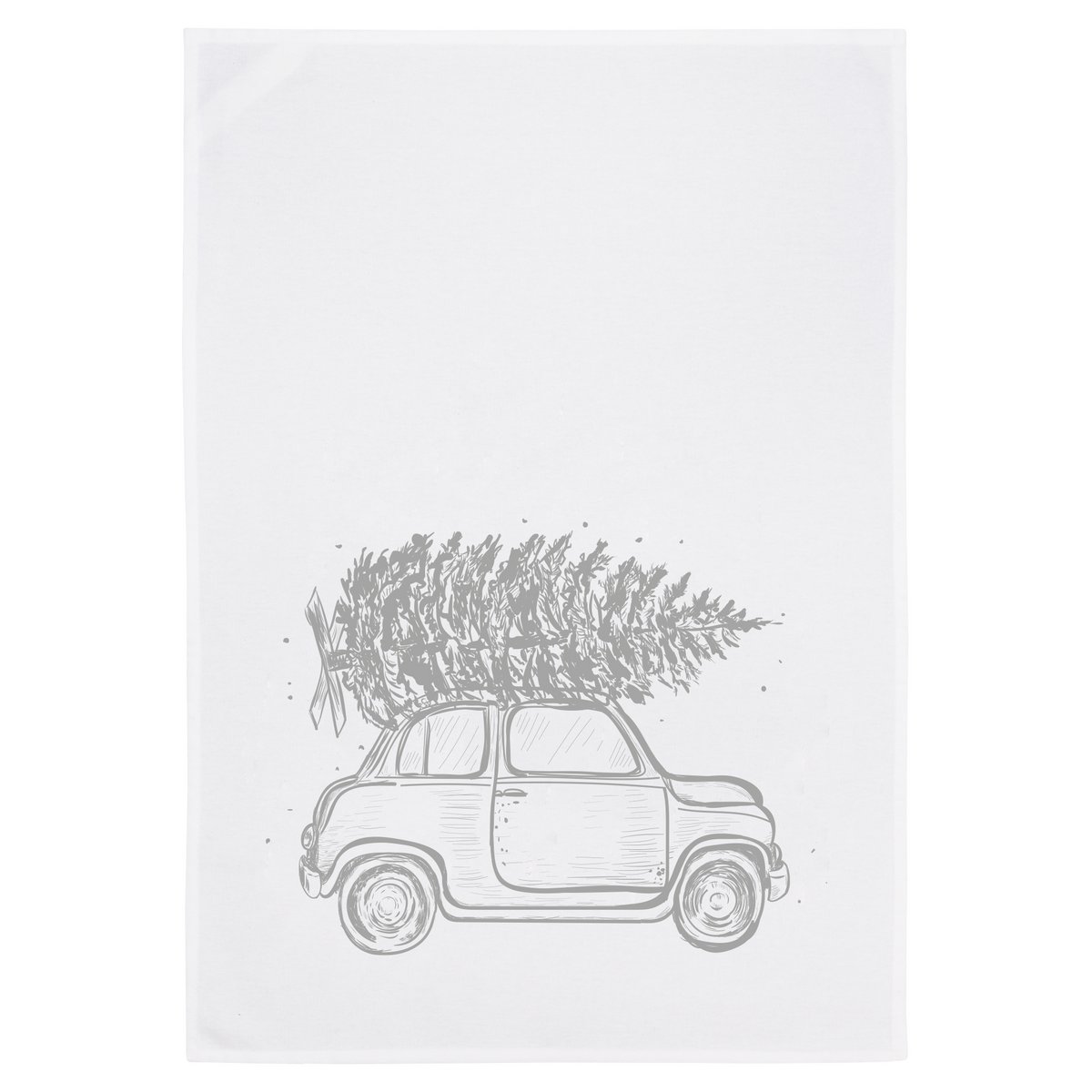 Tea towel white, frenzied Christmas tree, silver