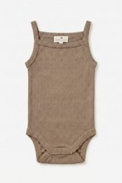 Wollen romper pointelle met bandjes - merinowol - Funghi