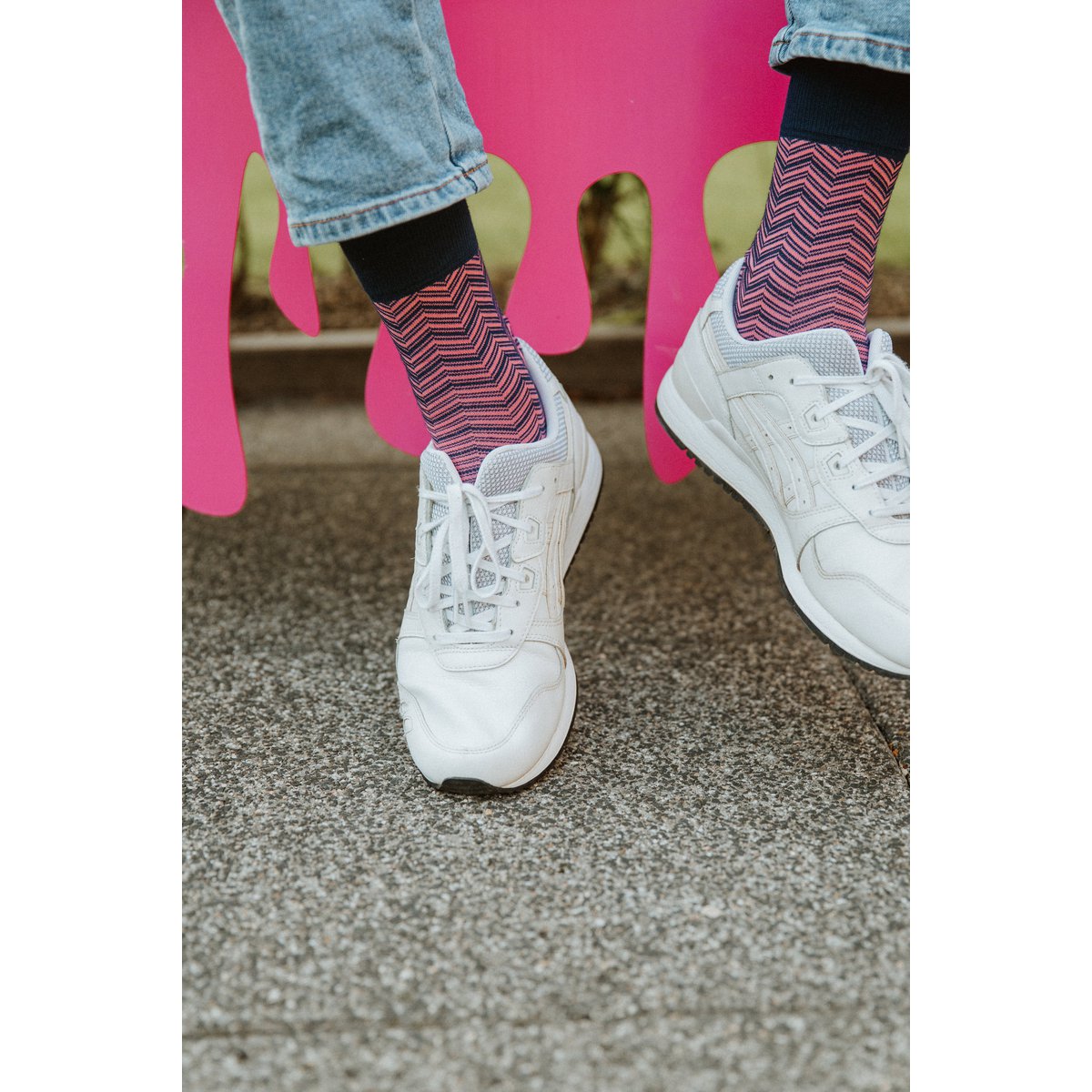 Geschenkdoos riem Ray en roze visgraatsokken